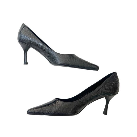 Gucci black pointed classic leather heels size 9B - Picture 3 of 7